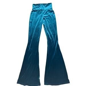 Peachy Den Pants Velour Flare Teal Stretch Medium